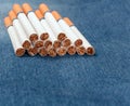 Closeup to jeans pocket with cigarettes Royalty Free Stock Photo