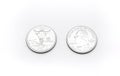 Closeup to Montana State Symbol on Quarter Dollar Coin on White Background