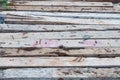 Closeup to Old Wood Palette with Rusty Nails Background Royalty Free Stock Photo