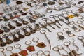 Closeup to a silver Key Ring into a flea market store