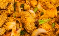 Closeup to Spicy Fried Chicken Salad in Thai Style Background Royalty Free Stock Photo