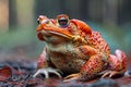 Closeup of toad on forest ground, macro photography with blurred background, captured Royalty Free Stock Photo