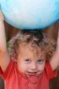 Closeup toddler with ball Royalty Free Stock Photo