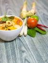 Closeup Tom Yum Kung-Thai spicy soup with Herb set of Tom Yum Soup Ingredients Royalty Free Stock Photo