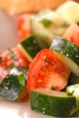 Closeup of a tomato and cucumber salad Royalty Free Stock Photo