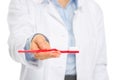 Closeup on toothbrush in hands of dental doctor