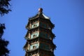 Closeup of the top of the Fragrant Hills Pagoda glazed tower in Xiangshan park, Beijing, China