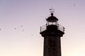 Closeup of the Top of a Lighthouse against sky