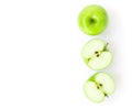 Closeup top view green apple on white background, fruit for heal Royalty Free Stock Photo
