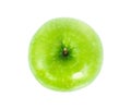 Closeup top view green apple on white background, fruit for heal Royalty Free Stock Photo