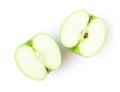 Closeup top view green apple on white background, fruit for heal Royalty Free Stock Photo