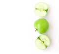 Closeup top view green apple on white background, fruit healthy Royalty Free Stock Photo