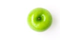 Closeup top view green apple on white background, fruit healthy Royalty Free Stock Photo