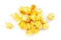 Closeup top view popcorn on white background