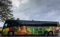 Closeup of tour bus with ad photo for Polynesian Cultural Center,  Oahu, Hawaii, USA Royalty Free Stock Photo