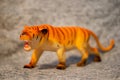 Closeup of a toy figurine of a tiger