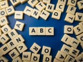 Closeup toy letters arranged the word ABC Royalty Free Stock Photo