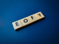 Closeup toys letters with the word EOFY Royalty Free Stock Photo