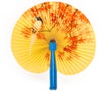 Closeup of Traditional Chinese fan isolated on white background.Chinese paper fan Royalty Free Stock Photo