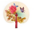 Closeup of Traditional Chinese fan isolated on white background.Chinese paper fan Royalty Free Stock Photo