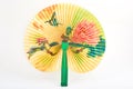 Closeup of Traditional Chinese fan isolated on white background.Chinese paper fan Royalty Free Stock Photo