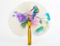 Closeup of Traditional Chinese fan isolated on white background.Chinese paper fan Royalty Free Stock Photo