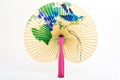 Closeup of Traditional Chinese fan isolated on white background.Chinese paper fan Royalty Free Stock Photo