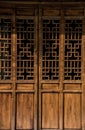 Closeup of traditional Chinese wooden door Royalty Free Stock Photo