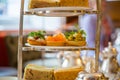 Closeup of traditional English afternoon tea snacks Royalty Free Stock Photo