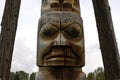 Closeup of traditional Gitxsan totem poles