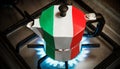 Traditional Italian Coffee Maker with the Colors of the Italian Flag - Generative Ai Royalty Free Stock Photo