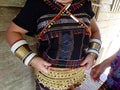 Closeup with traditional Rungus women costume from Kudat, Sabah. Malaysia. Borneo.