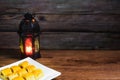 Kuih tart or pineapple tart on the wooden background