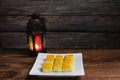 Kuih tart or pineapple tart on the wooden background