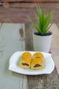Kuih tart or pineapple tart on the wooden background