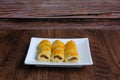 Kuih tart or pineapple tart on the wooden background