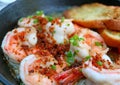 Closeup a Traditional Spanish Dish of Garlic Shrimp or Gambas al Ajillo
