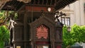 Closeup traditional wooden carved kiosk outdoors in Palermo, Sicily