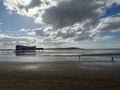 Closeup of tranquil Weston Super Mare beach during cloudy weather Royalty Free Stock Photo