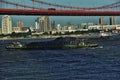 Closeup of a transport ship sailing on the yangtze river