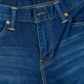 Closeup trousers blue jean and stitch, Blue denim background