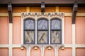 closeup of tudor window patterns and mullions Royalty Free Stock Photo