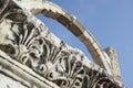 Closeup of Turkey Ephesus arch in an ancient city. Keystone arch with architecture detail patterns. Tourism attraction Royalty Free Stock Photo