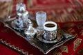 Closeup of Turkish coffee in traditional cups
