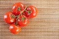 Closeup twig five red tomatoes Royalty Free Stock Photo