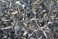 Closeup twisted spiral steel shavings