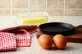 Closeup two brown eggs with napkin Royalty Free Stock Photo