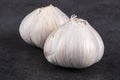 Closeup of Two Bulbs of New White Garlic Royalty Free Stock Photo