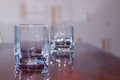 Closeup two cups of empty glass of whiskey Royalty Free Stock Photo