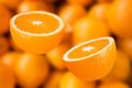 Closeup of two half oranges Royalty Free Stock Photo